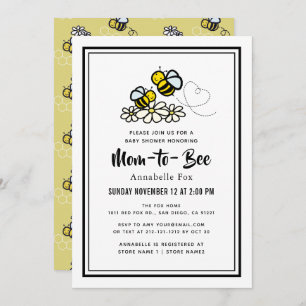 Mum to Bee Cute White Daisy Baby Shower Invitation