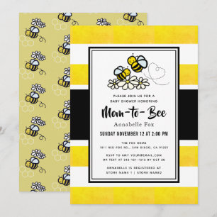 Mum to Bee Cute Yellow Baby Shower Invitation