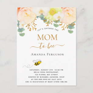 Mum to bee floral cute blush pink girl Baby Shower Postcard