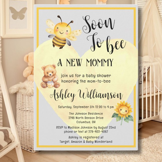 Mum-to-Bee Honey Bear Baby Girl Shower Invitation (Creator Uploaded)