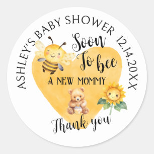 Mum-to-Bee Honey Bear Baby Shower  Classic Round Sticker