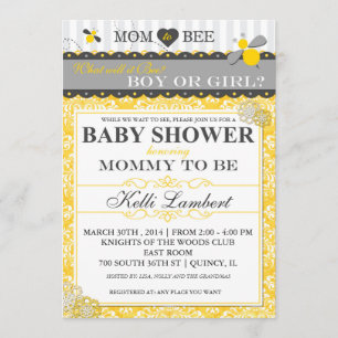 Mum to Bee Whimsical Bee Baby Shower Invitation