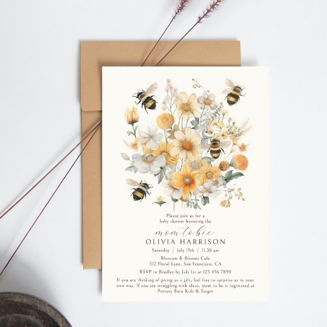 Mum To Bee Wildflower Floral Couples Baby Shower Invitation (Creator Uploaded)