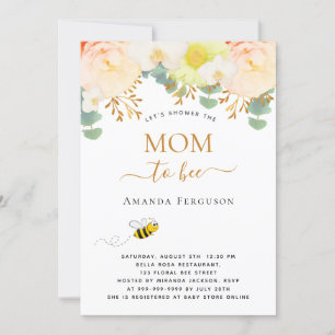 Mum to bee yellow floral cute Baby Shower Invitation