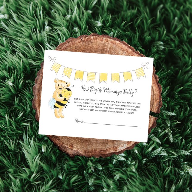 Mum-to-bee's Belly Size Game Teddy Bear and Bee Enclosure Card (Creator Uploaded)