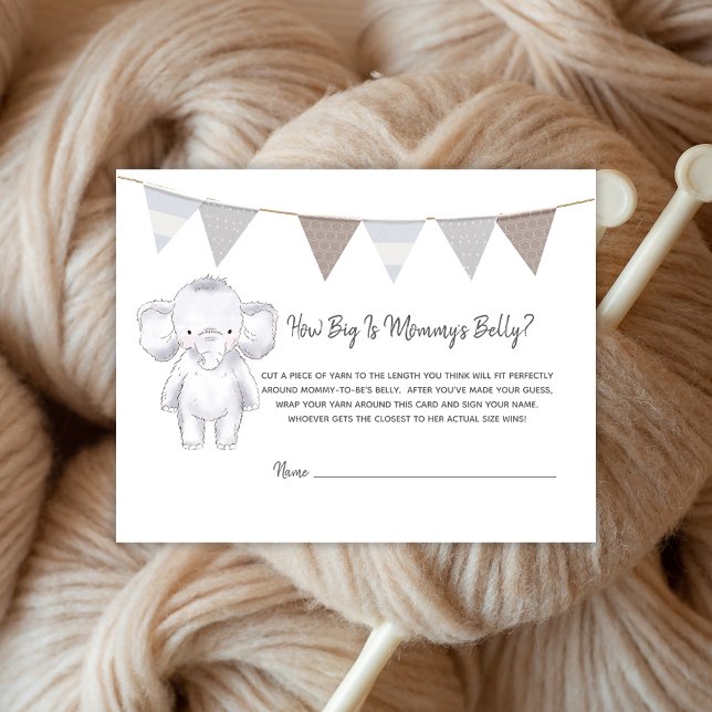 Mum-to-be's Belly Size Game Modern Baby Elephant Enclosure Card (Creator Uploaded)