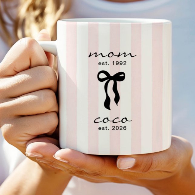 Mum to Coco Mug Pink Bow Stripes (Creator Uploaded)