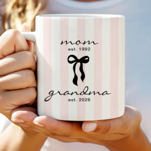 Mum to Grandma Est Mug with Bow