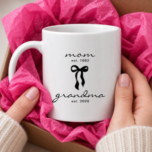 Mum to Grandma Est Mug with Bow