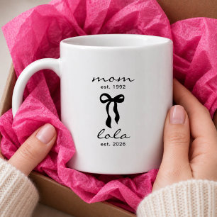 Mum to Lola Mug Pink Bow Stripes