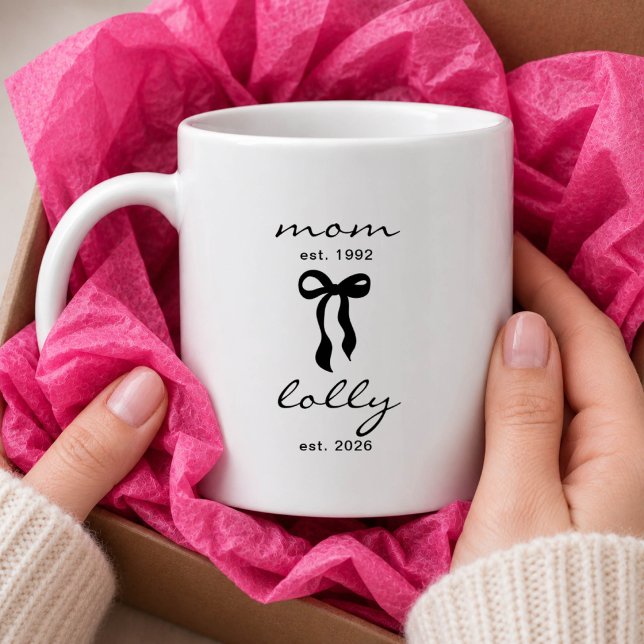 Mum to Lolly Mug Pink Bow Stripes (Creator Uploaded)