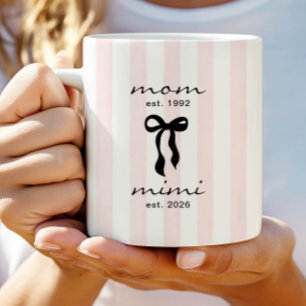 Mum to Mimi Mug Pink Bow Stripes
