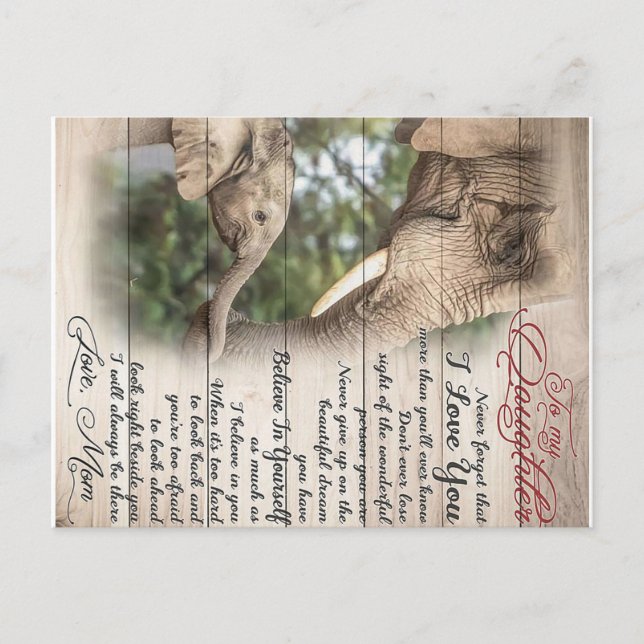 Mum To My Daughter Letter, Girl Birthday Gift Announcement Postcard (Front)