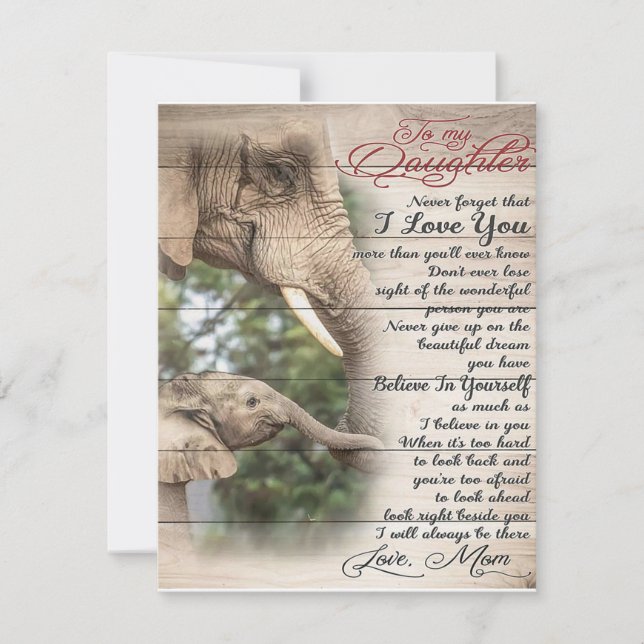 Mum To My Daughter Letter, Girl Birthday Gift Invitation (Front)