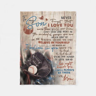 Mum To My Son I'll Always Be There Baseball Fleece Blanket
