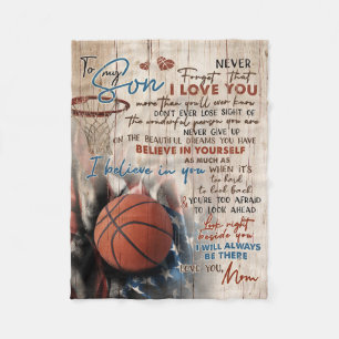 Mum To My Son I'll Always Be There Basketball Fleece Blanket