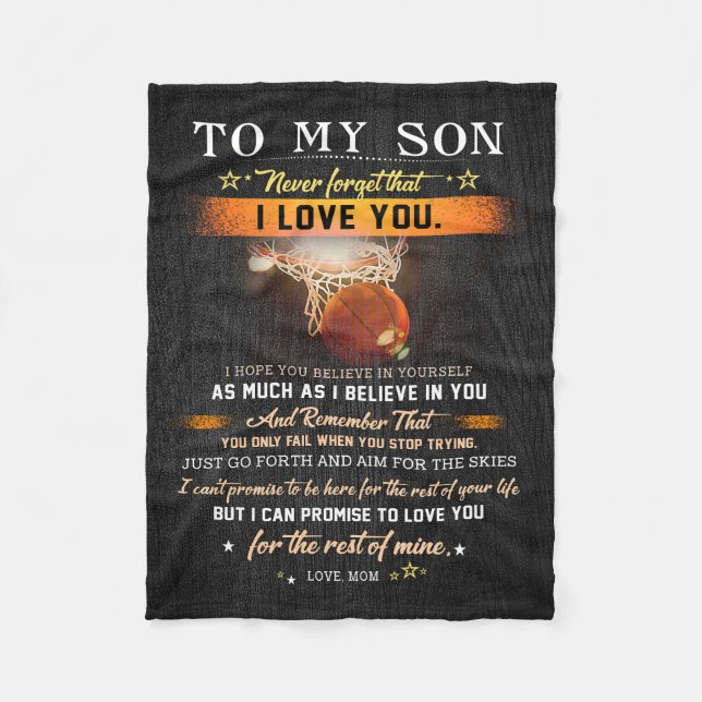 Mum To My Son Never Fotget That Basketball Fleece Blanket (Front)