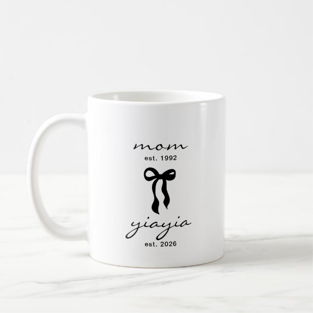 Mum to Yiayia Est Mug with Bow (Left)