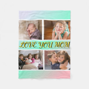 Mum Tribute 4-Photo Pastel Keepsake Fleece Blanket