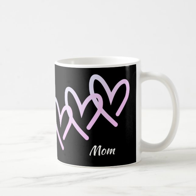 Mum Triple Black Heart Coffee Mug (Right)
