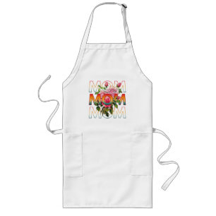 Mum Typography And Roses Long Apron