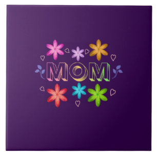 Mum Typography Design, Cute Mother Quote Text Art, Tile