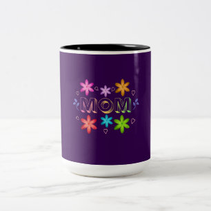 Mum Typography Design, Cute Mother Quote Text Art, Two-Tone Coffee Mug