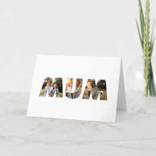 Mum typography elegant modern minimal multi photo thank you card