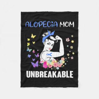 Mum Unbreakable Support Alopecia Awareness  Fleece Blanket