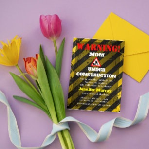 Mum Under Construction   Cute Modern Baby Shower Invitation
