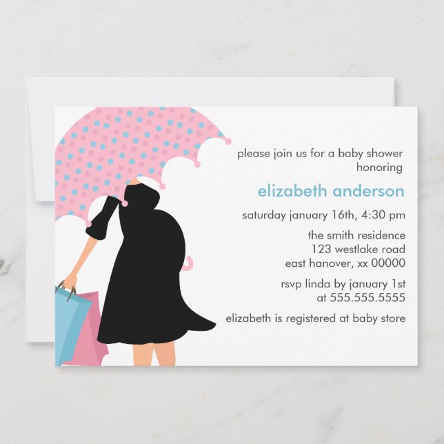 Mum Under Umbrella Baby Shower Invitation (Front)