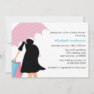 Mum Under Umbrella Baby Shower Invitation