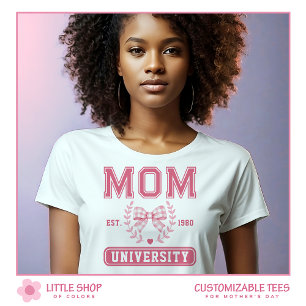 Mum University Pink Bow Mothers Day Tri-Blend Shirt