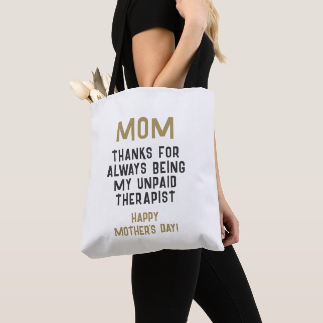Mum Unpaid Therapist Funny Humour Mother's Day Tote Bag (Close Up)