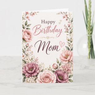 Mum Vintage Floral Birthday Card