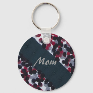 Mum, Vintage Polka Dots and Stripe Key Chain