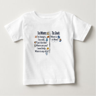 Mum vs Dad Parenting Comparison Baby T-Shirt