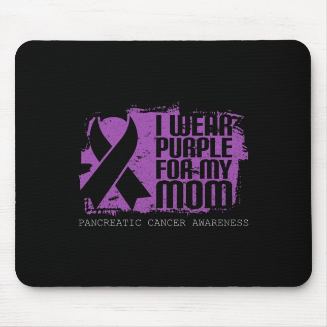 Mum Warrior Purple Ribbon Pancreatic Cancer Awaren Mouse Mat (Front)