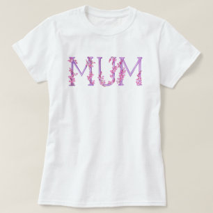 Mum watercolor art orchid text t-shirt