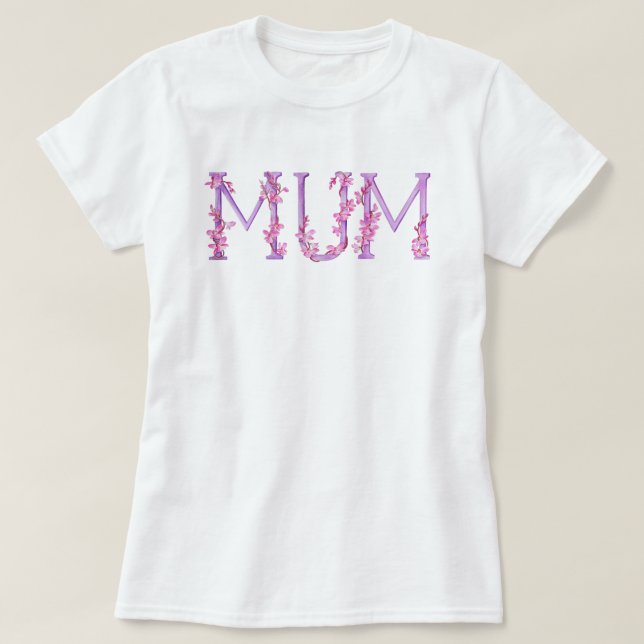 Mum watercolor art orchid text t-shirt (Design Front)