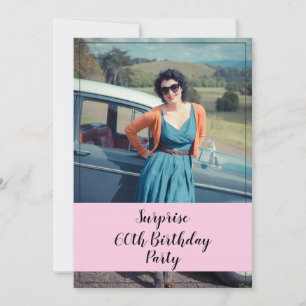Mum Watercolor Floral Surprise Photo 60th Birthday Invitation