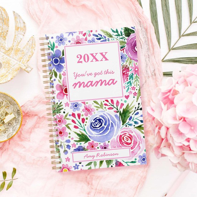 Mum Watercolor Pink and Purple Floral Patttern Planner (Mom Watercolor Pink and Purple Floral Patttern Planner)