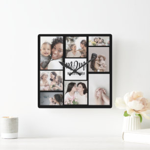 Mum We Love You Custom Mothers Day Photo  Square Wall Clock