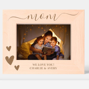 Mum We Love You Hearts and Names Etched Frames