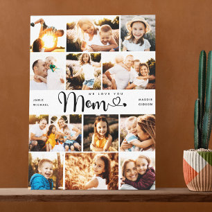 Mum We Love you Hearts Modern Photo Collage Canvas Print