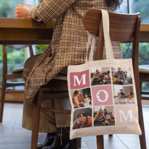 Mum We Love You   Modern 6 Photo Colour Block  Tote Bag