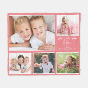 Mum We Love You Photo Collage Coral Fleece Blanket