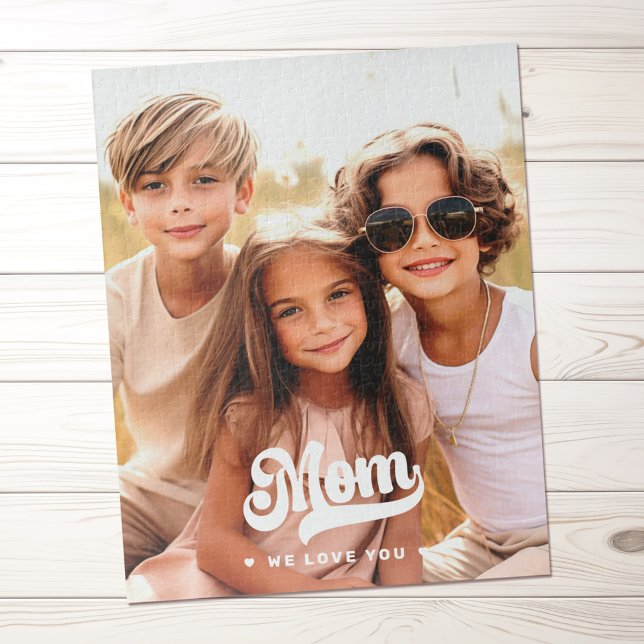 Mum we love you photo heartswhite text mothers day jigsaw puzzle (Mom we love you photo hearts white text mothers day jigsaw puzzle)
