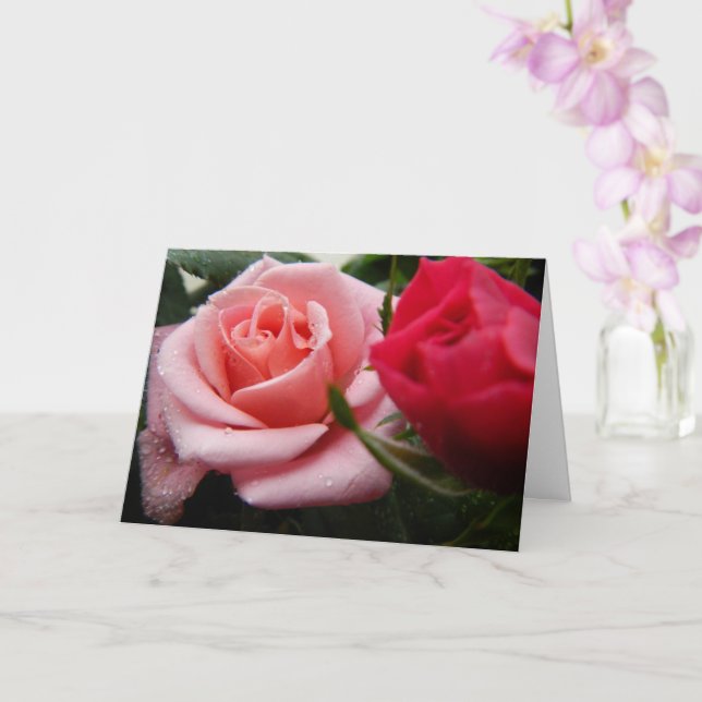 Mum We Love You Pink Red Rose Mother's Day Card (Orchid)