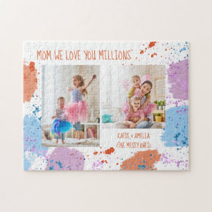 Mum We Love You Watercolor Art Attack 2 Photo Jigsaw Puzzle